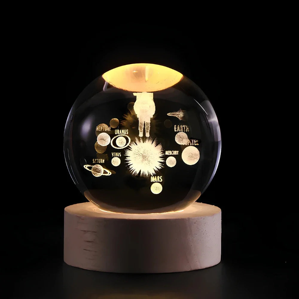 Luminous Crystal Ball – Glass, Warm White Lighting for Bedroom or Living Room Decoration