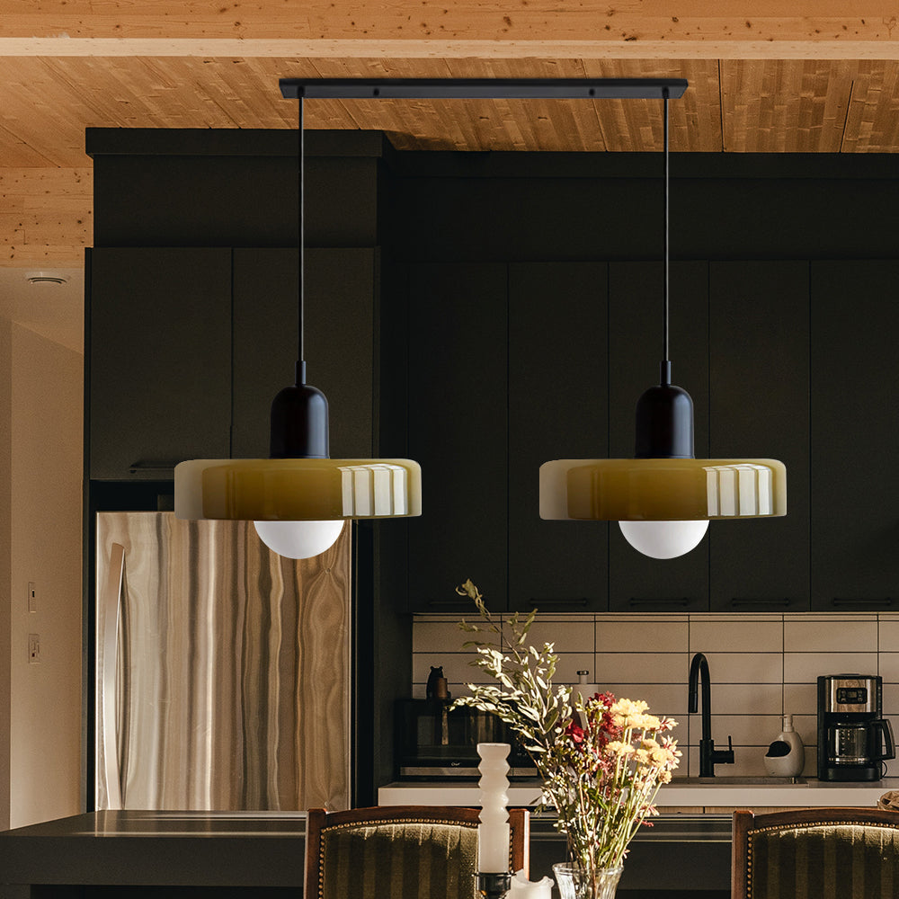 Double Pendant Lamp – Modern Glass Design Lamp with Two Light Sources for Dining Table or Living Room