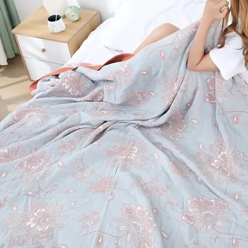 Cotton cover – Flower design, Light plaid for bed or sofa