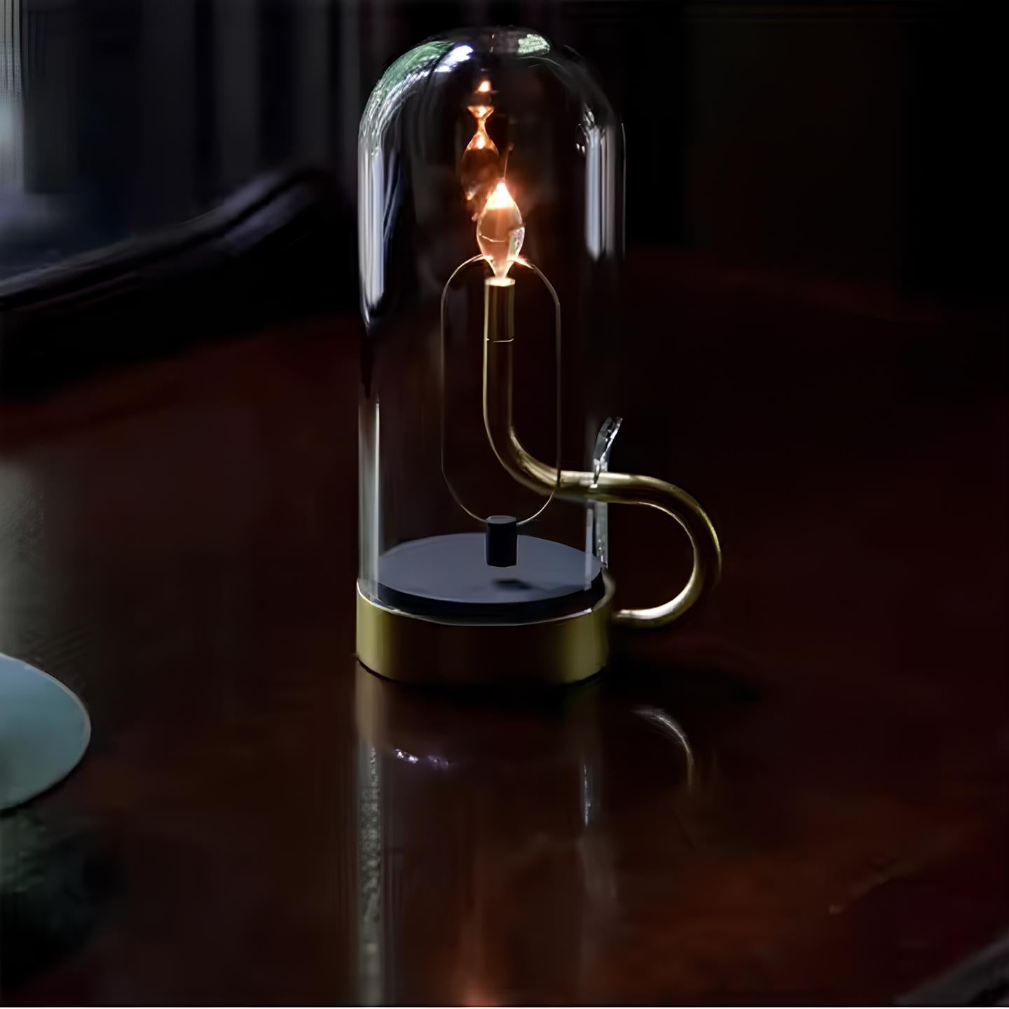 Vintage Pendule Lampe – Glas og Aluminium, Varm Hvid LED Belysning til Stuen eller Haven