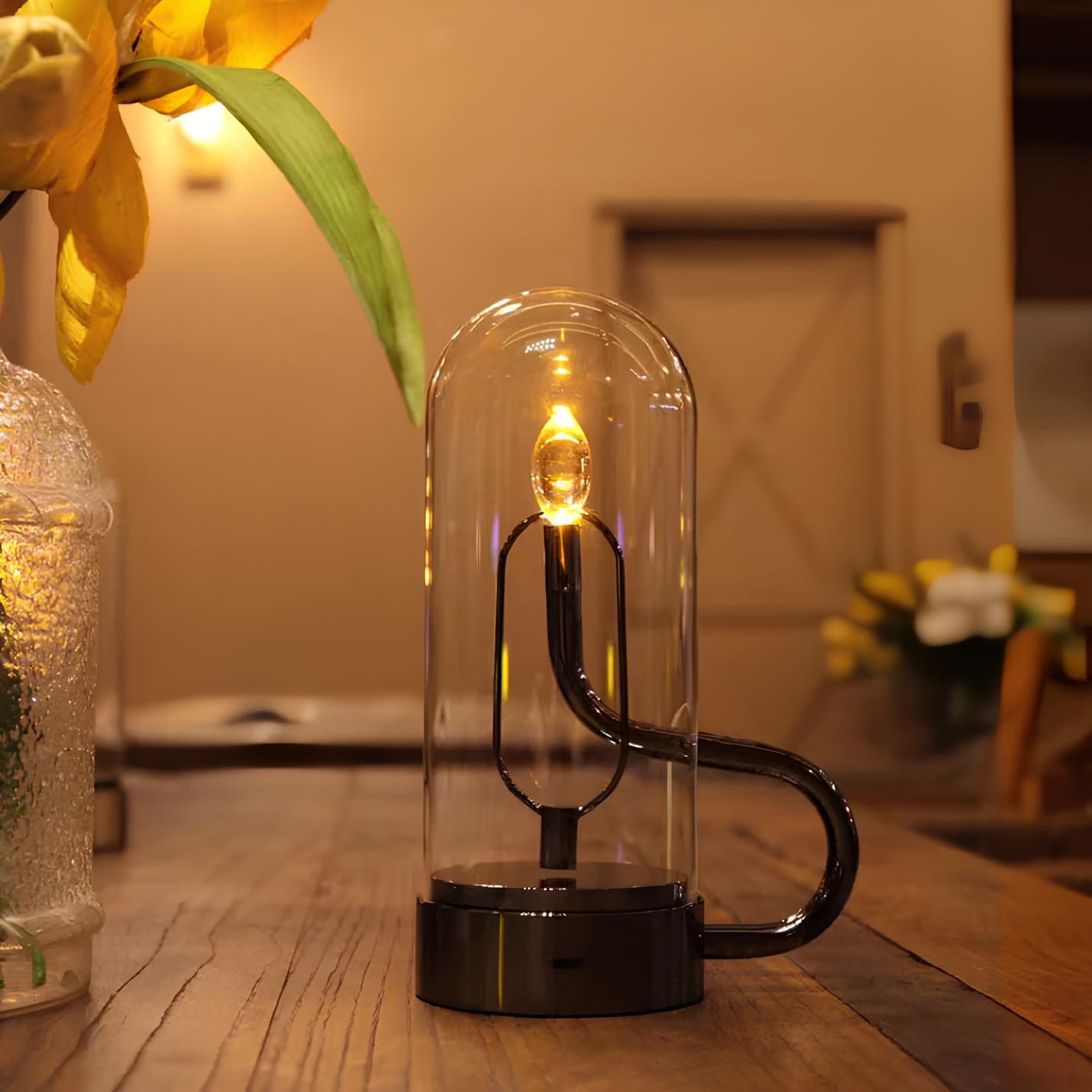 Vintage Pendule Lampe – Glas og Aluminium, Varm Hvid LED Belysning til Stuen eller Haven