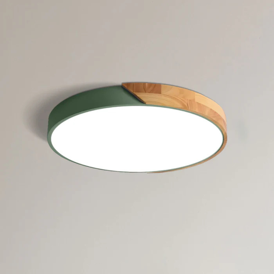 Scandinavian Wood LED Ceiling Lamp – Natural Wood, Modern Design for Bedroom or Living Room