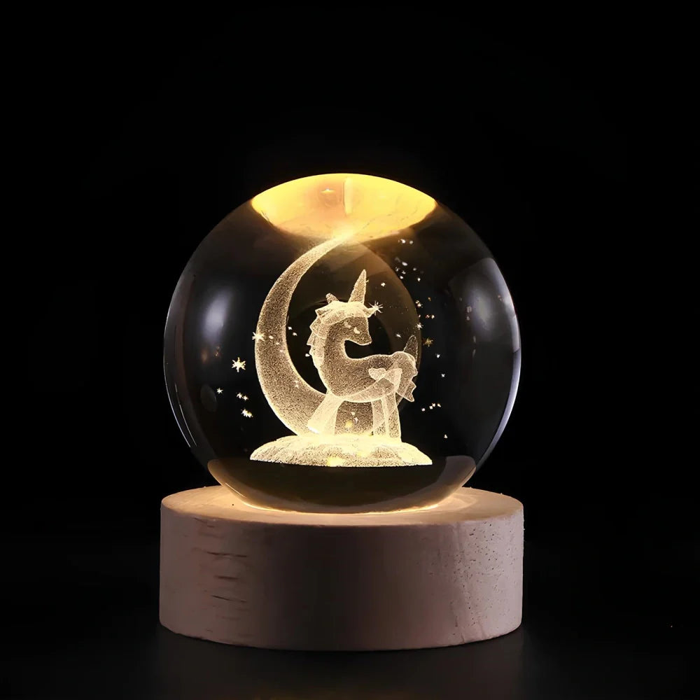 Luminous Crystal Ball – Glass, Warm White Lighting for Bedroom or Living Room Decoration