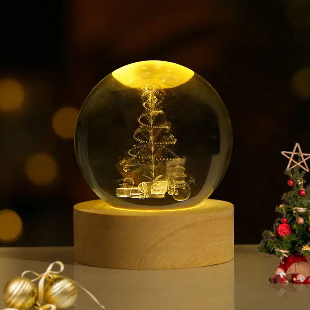 Luminous Crystal Ball – Glass, Warm White Lighting for Bedroom or Living Room Decoration