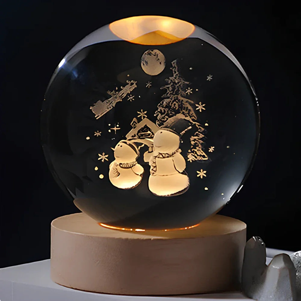 Luminous Crystal Ball – Glass, Warm White Lighting for Bedroom or Living Room Decoration