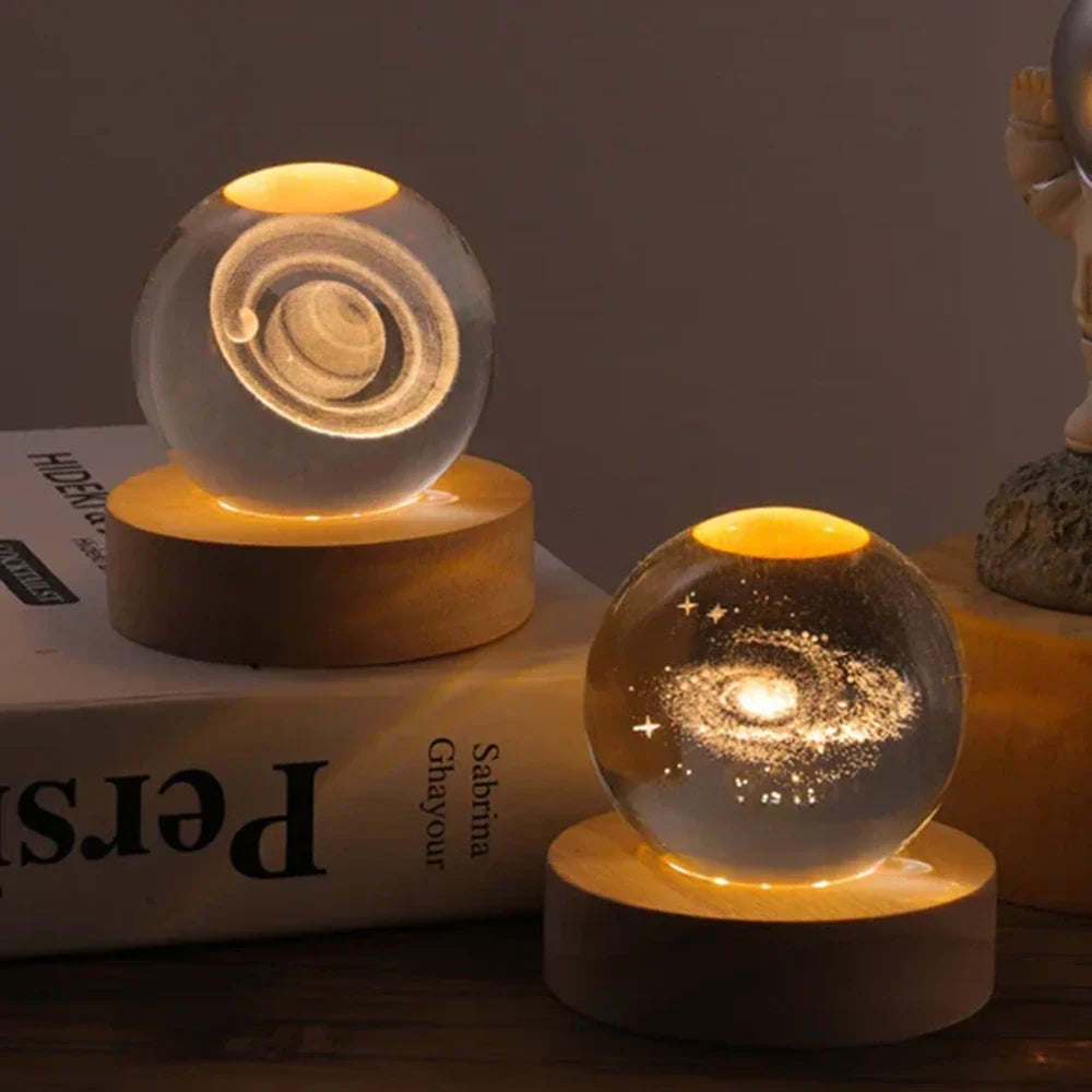 Luminous Crystal Ball – Glass, Warm White Lighting for Bedroom or Living Room Decoration