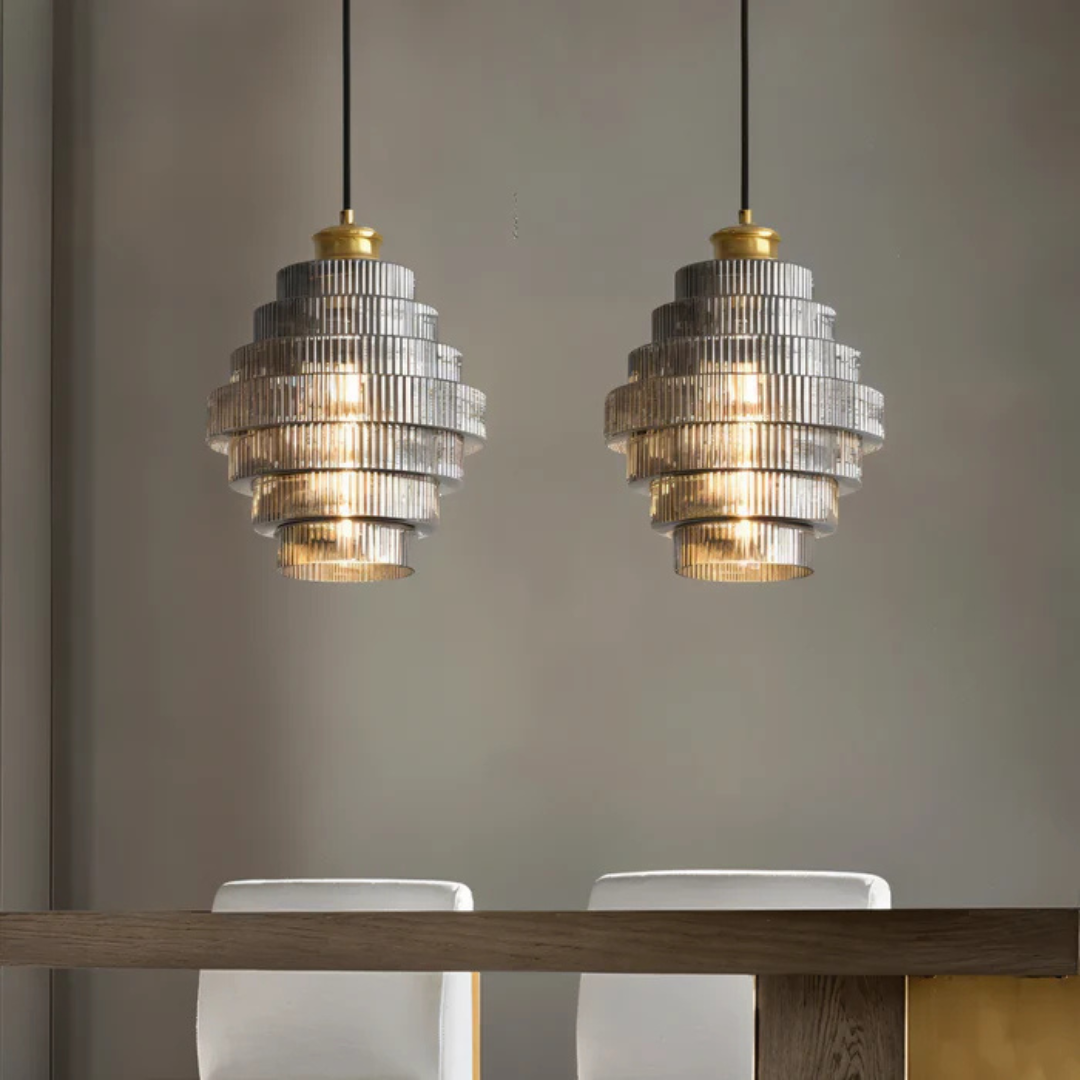 Retro Hængelampe – Glas og Messing, Moderne Design til Stue eller Spisestue
