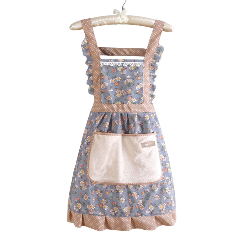 Køkkenforklæde – Bomuld med Blomsterprint, Vintage Stil til Madlavning og Bagning