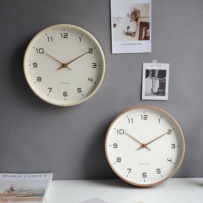 Wall Clock in Wood – Natural Wood Look, Minimalist Design for Living Room or Bedroom