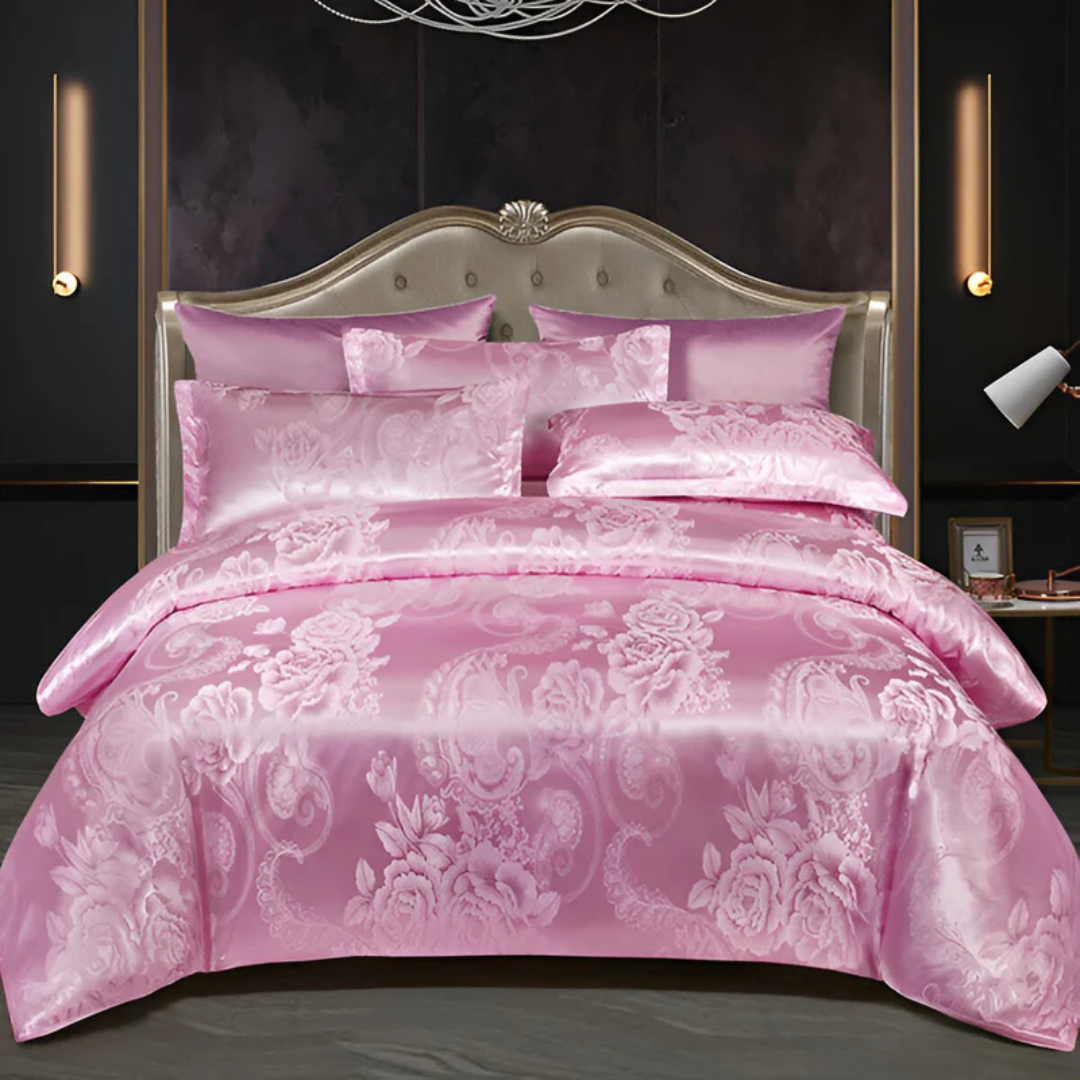 Satin Duvet Cover – Floral Print, Elegant Bedroom Decor for 1 Person or 2 Persons
