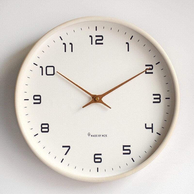 Wall Clock in Wood – Natural Wood Look, Minimalist Design for Living Room or Bedroom