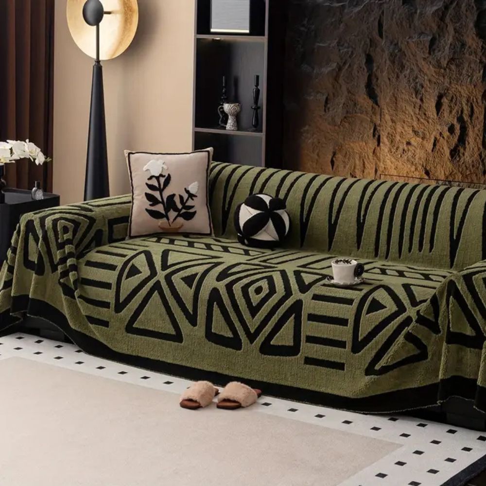 Soft Microfiber Sofa Cushions – Gray, Modern Maze Pattern for Living Rooms or Family Areas