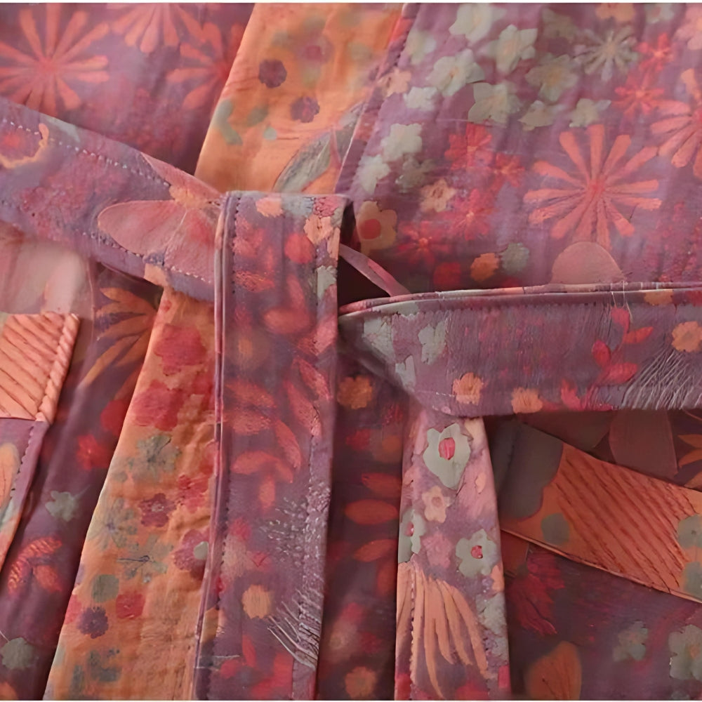 Bathrobe – Cotton, Retro Print, Summer Style for Home or Wellness