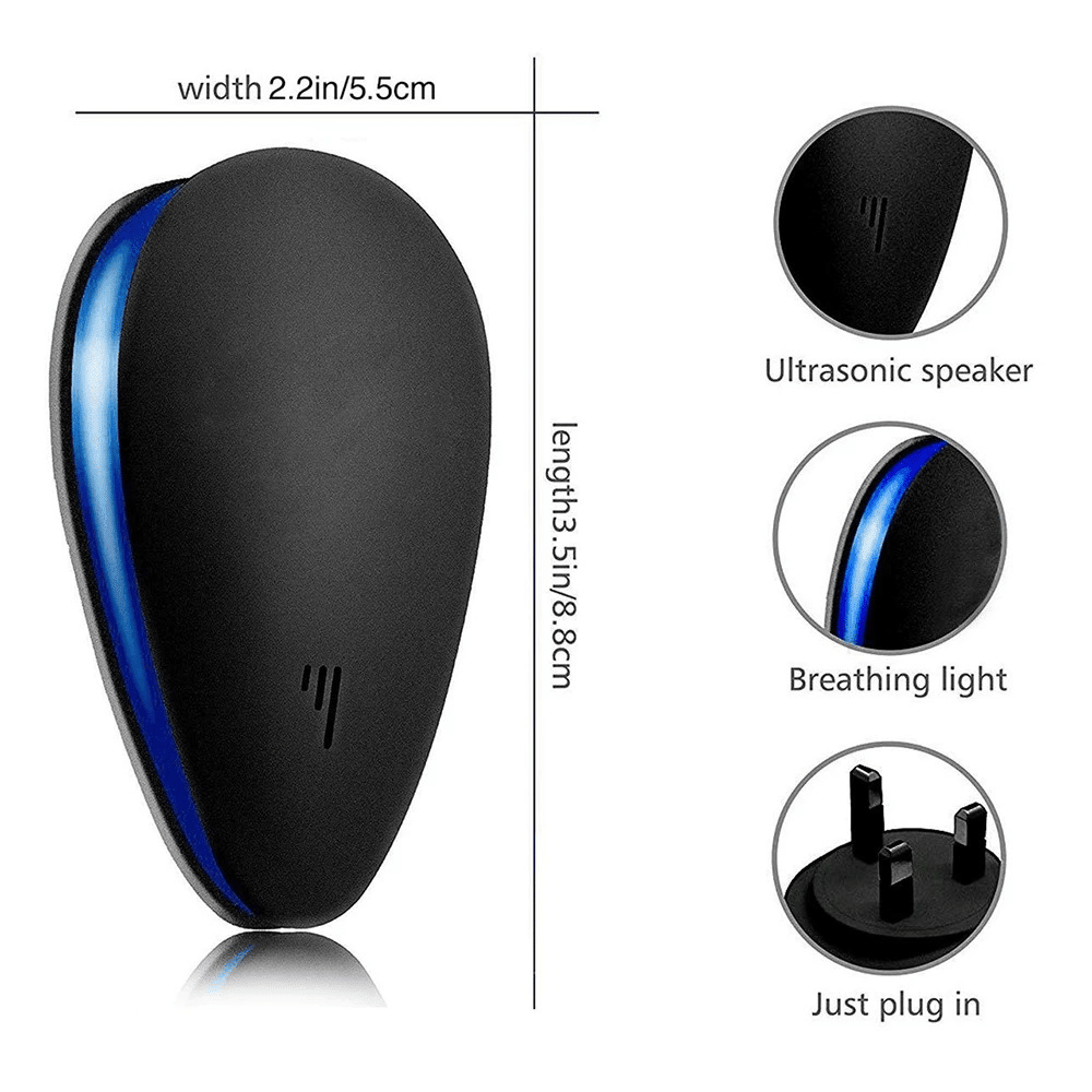 Ultrasone Pest Repeller – White, Chemical-Free for the Living Room, Kitchen, or Bedroom