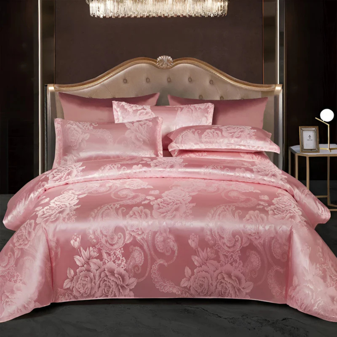 Satin Duvet Cover – Floral Print, Elegant Bedroom Decor for 1 Person or 2 Persons