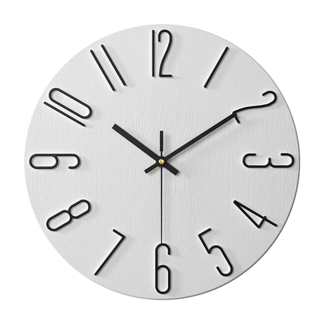 Modern Wall Clock – Black Plastic, Minimalist Design for Living Room Decor