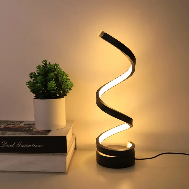 Dimmable LED table lamp – Modern spiral design in white for the living room, bedroom, or office