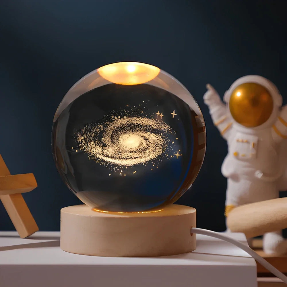 Luminous Crystal Ball – Glass, Warm White Lighting for Bedroom or Living Room Decoration