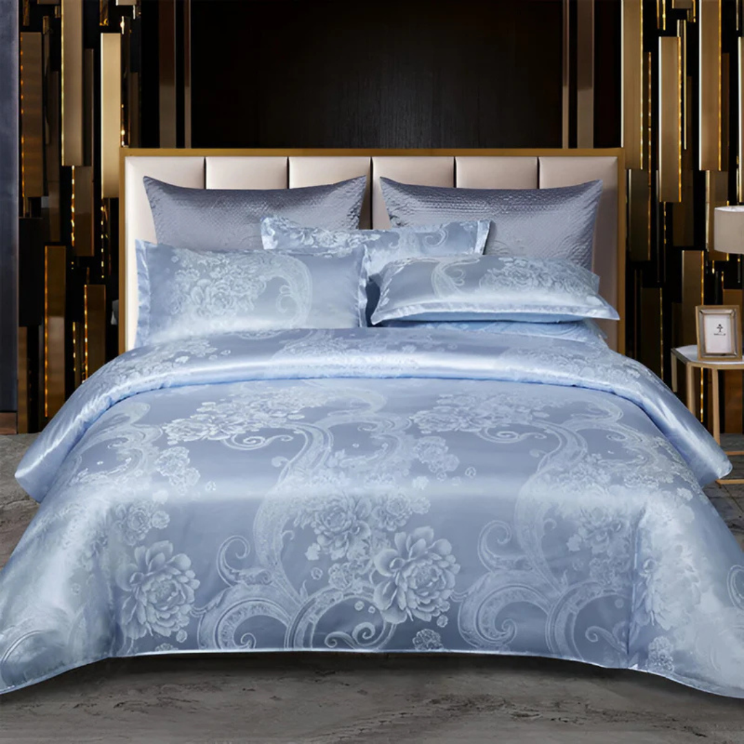 Satin Duvet Cover – Floral Print, Elegant Bedroom Decor for 1 Person or 2 Persons