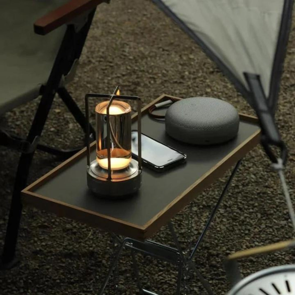 Draadloze tafellamp – zwart metaal, minimalistisch ontwerp voor binnen- en buitendecoratie