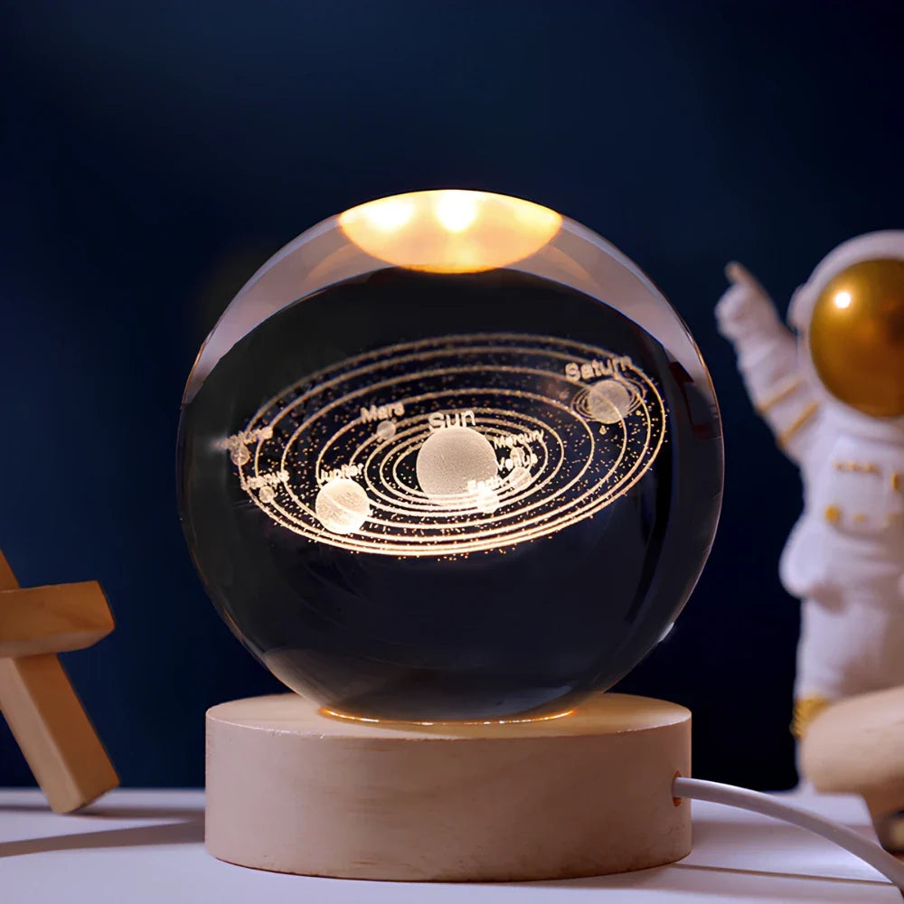 Luminous Crystal Ball – Glass, Warm White Lighting for Bedroom or Living Room Decoration