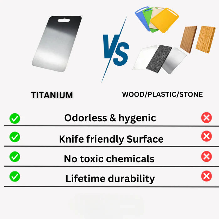 Titanium Skærebræt – Sølv, Antibakterielt og Knivvenligt til Moderne Køkken