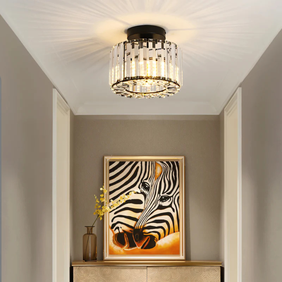 Crystal Ceiling Lamp – Iron and Crystal, Modern Design for Living Room or Bedroom