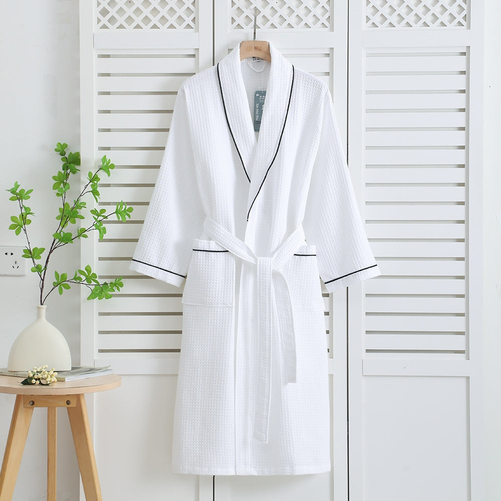 Waffle Weave Bathrobe – 100% Cotton, Beige, Comfortable Design for Home Use or Wellness