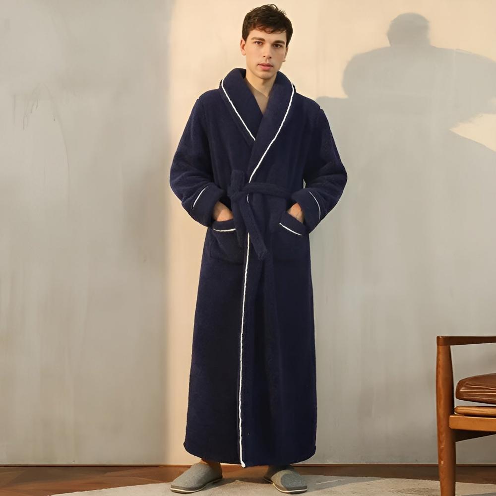 Sherpa Badekåbe – Koral Fleece, Unisex med Skulderkrave og Lommer til Hjemmebrug
