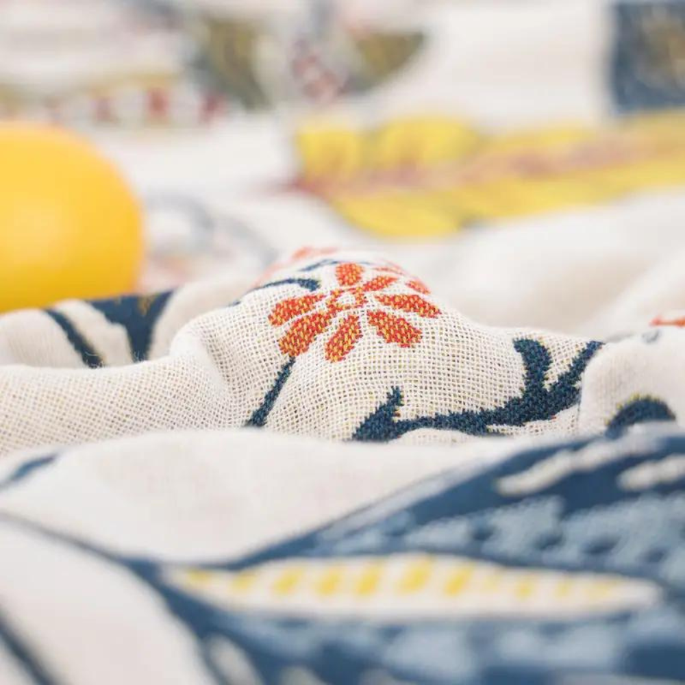 Katoenen Plaid – Blomsterprint med Frynser, Let Værdende for Sofa eller Soveværelse