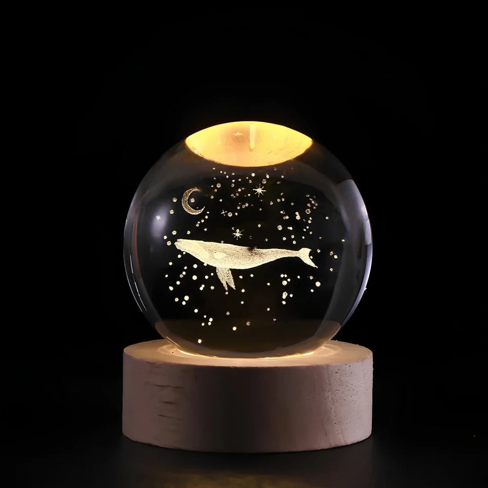 Luminous Crystal Ball – Glass, Warm White Lighting for Bedroom or Living Room Decoration