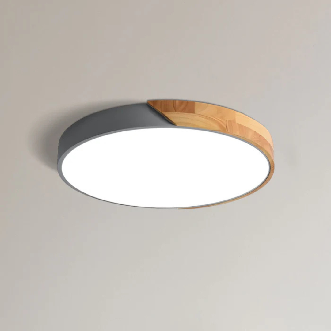 Scandinavian Wood LED Ceiling Lamp – Natural Wood, Modern Design for Bedroom or Living Room