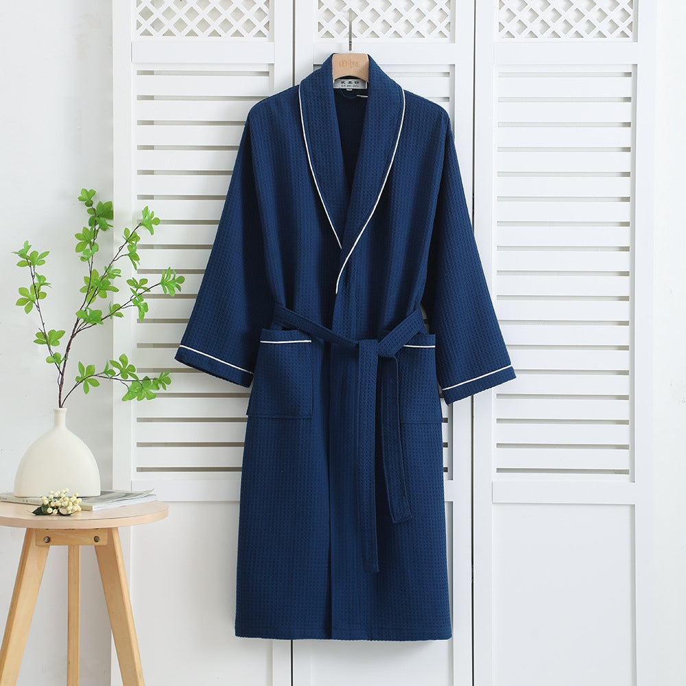 Waffle Weave Bathrobe – 100% Cotton, Beige, Comfortable Design for Home Use or Wellness