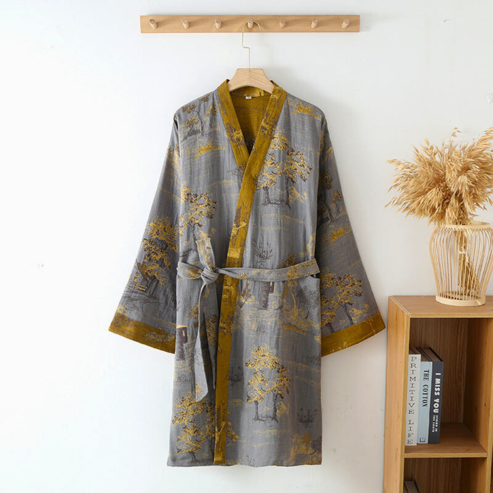 Kimono Bathrobe – 100% Cotton, Retro Design for Home Use or Spa Experience