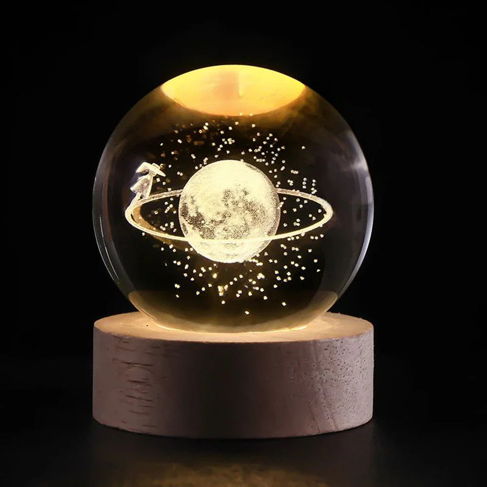 Luminous Crystal Ball – Glass, Warm White Lighting for Bedroom or Living Room Decoration