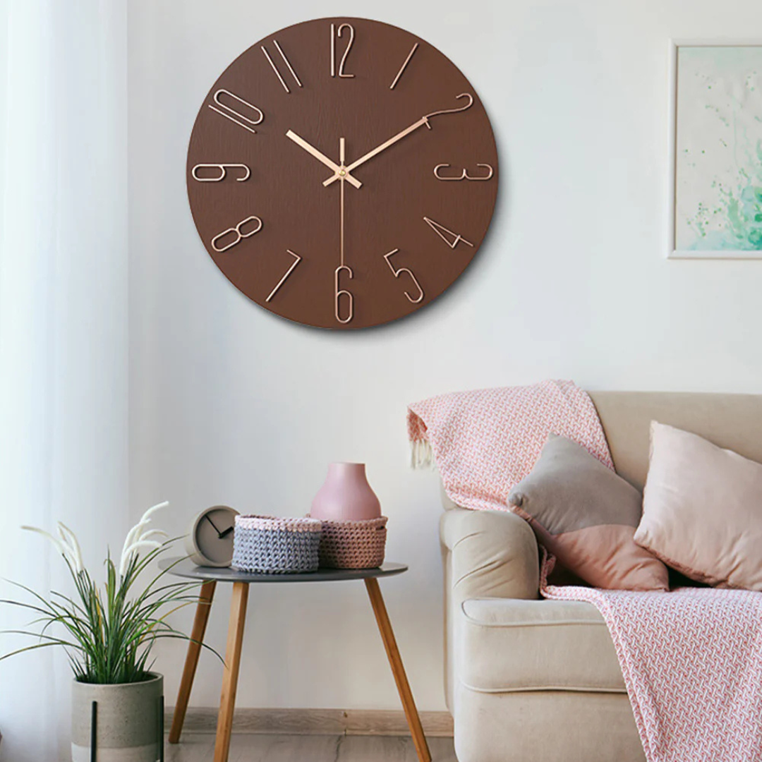 Modern Wall Clock – Black Plastic, Minimalist Design for Living Room Decor