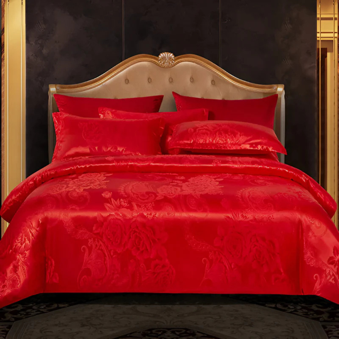 Satin Duvet Cover – Floral Print, Elegant Bedroom Decor for 1 Person or 2 Persons
