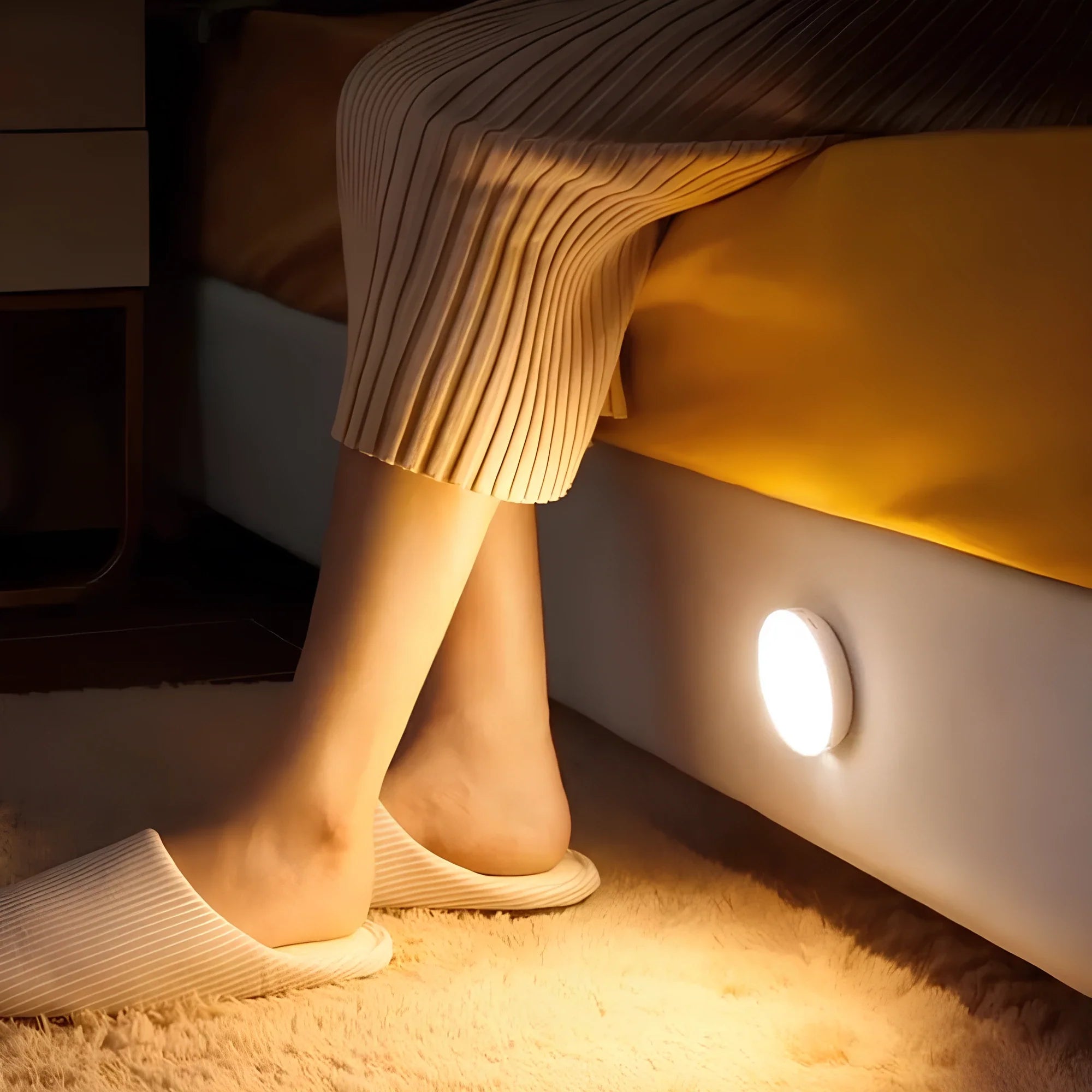 Motion Sensor Lamp – White, Compact Design for Entryway, Stairs, or Closet
