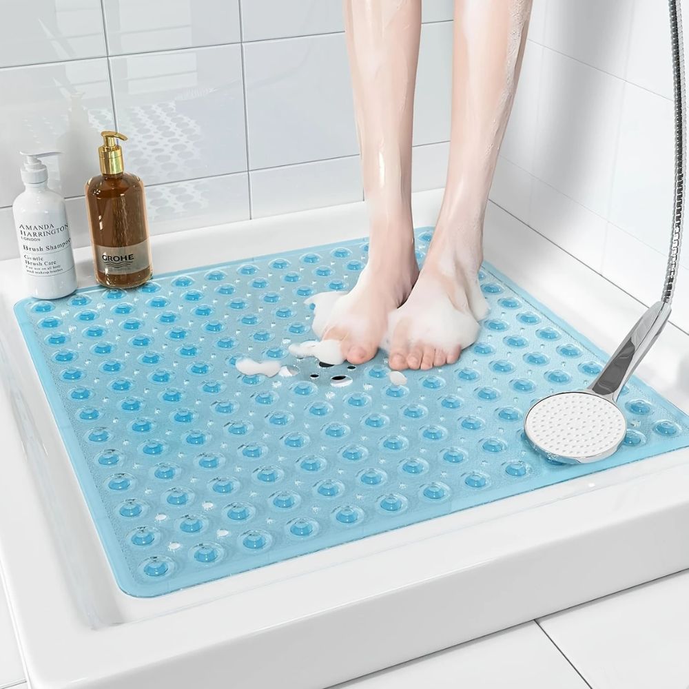 Skridsikker Badmåtte – Hvid PVC, Minimalistisk Design til Bad eller Brusekabine