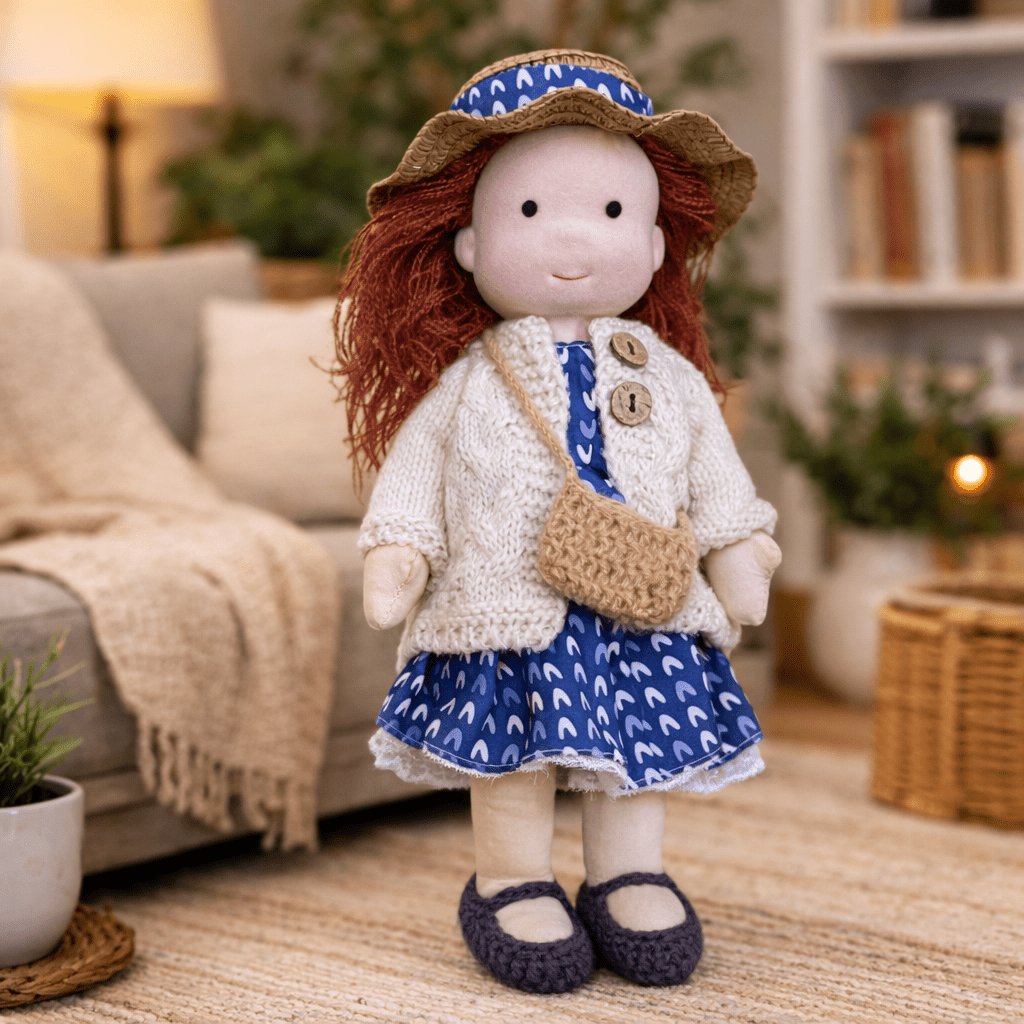 Waldorf Doll – Handmade from Cotton and Plush for Creative Play in the Children's Room or Play Area