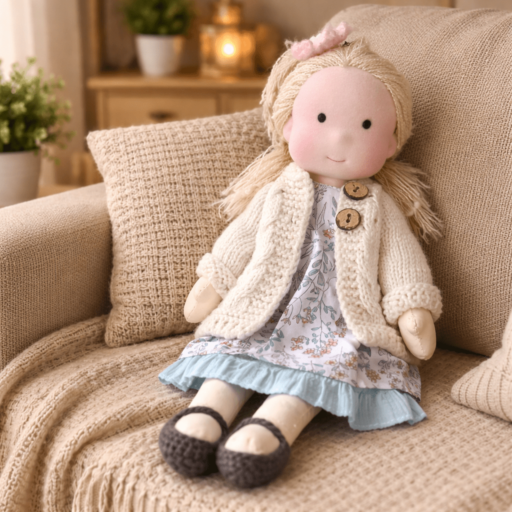 Waldorf Doll – Handmade from Cotton and Plush for Creative Play in the Children's Room or Play Area