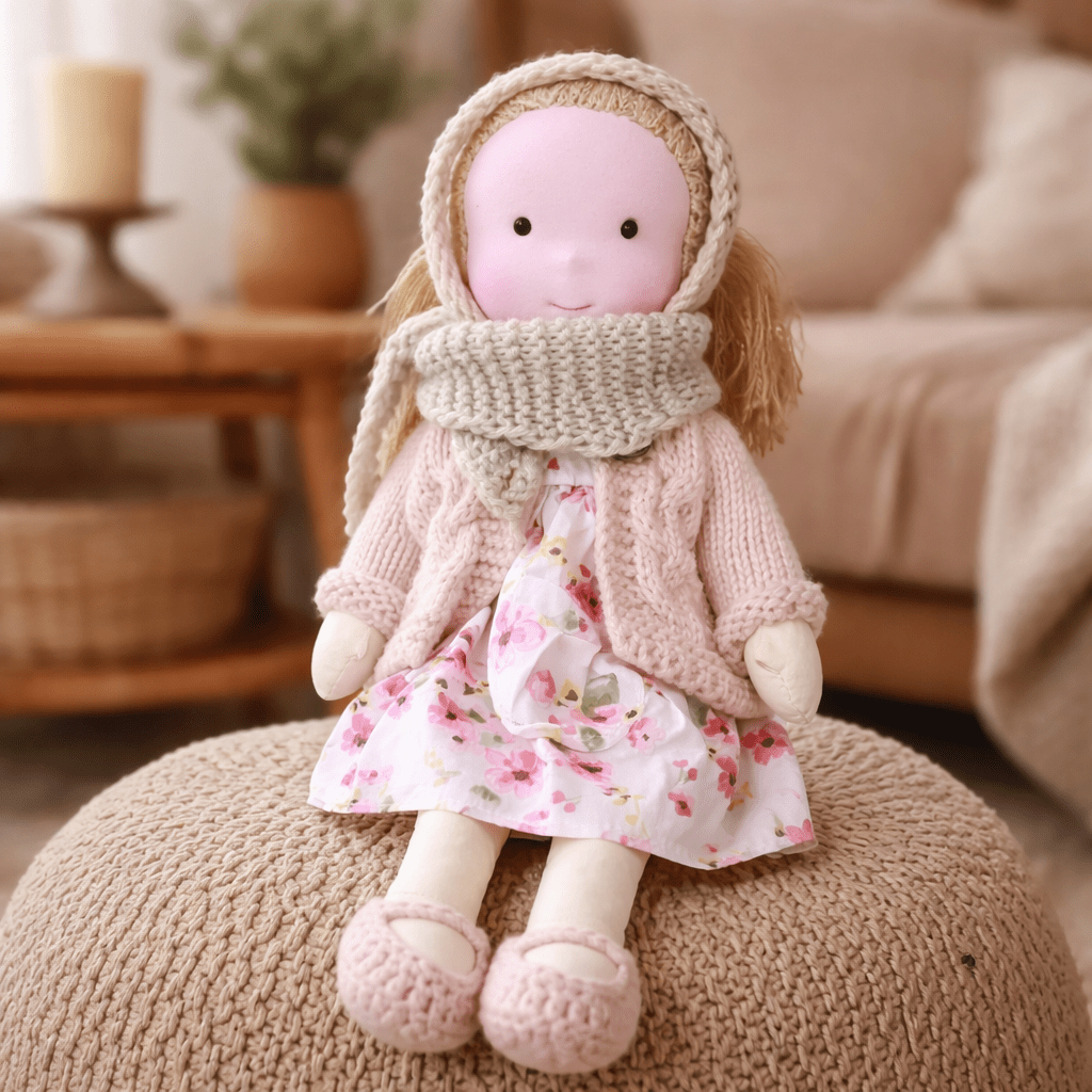 Waldorf Doll – Handmade from Cotton and Plush for Creative Play in the Children's Room or Play Area