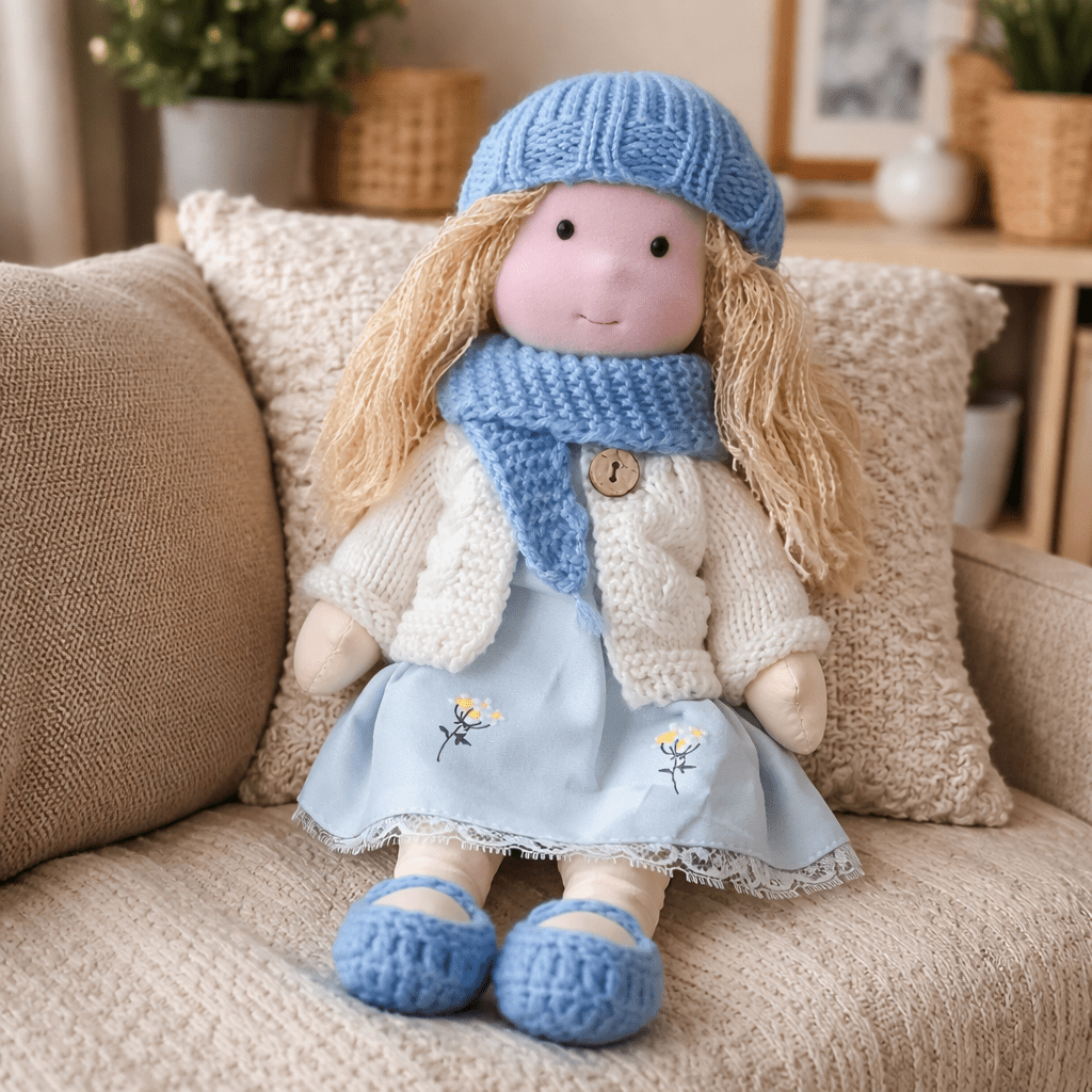 Waldorf Doll – Handmade from Cotton and Plush for Creative Play in the Children's Room or Play Area