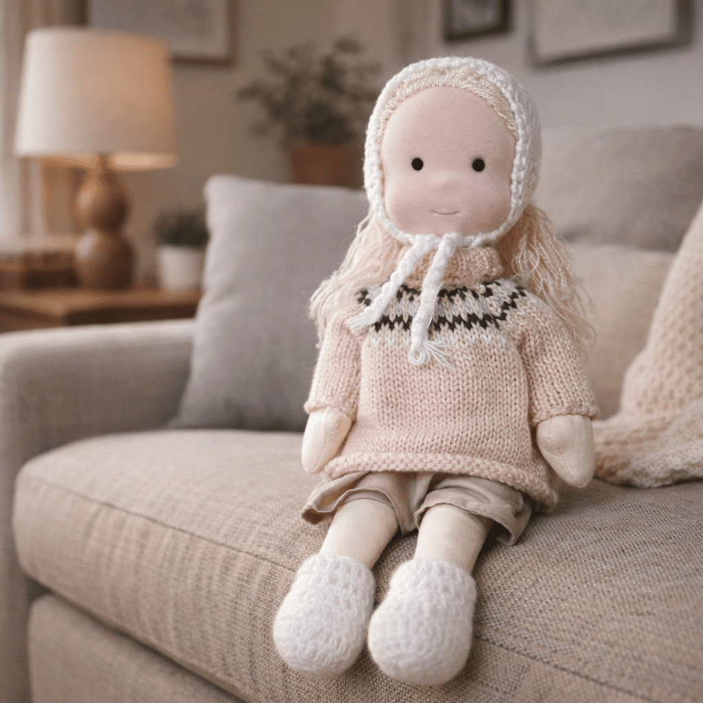 Waldorf Doll – Handmade from Cotton and Plush for Creative Play in the Children's Room or Play Area