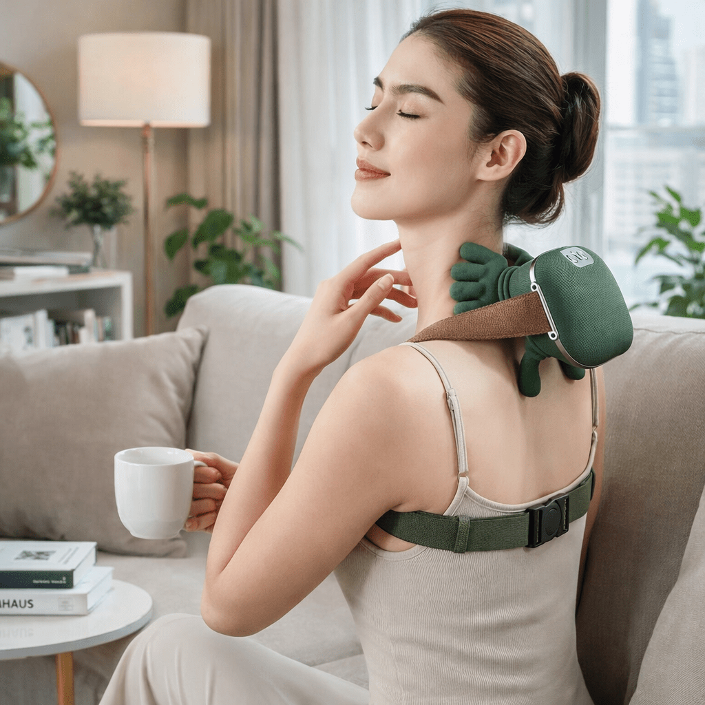4D Shiatsu Nakke Massager – Med Varmefunktion, Kompakt Design til Hjemme- eller Kontorbrug
