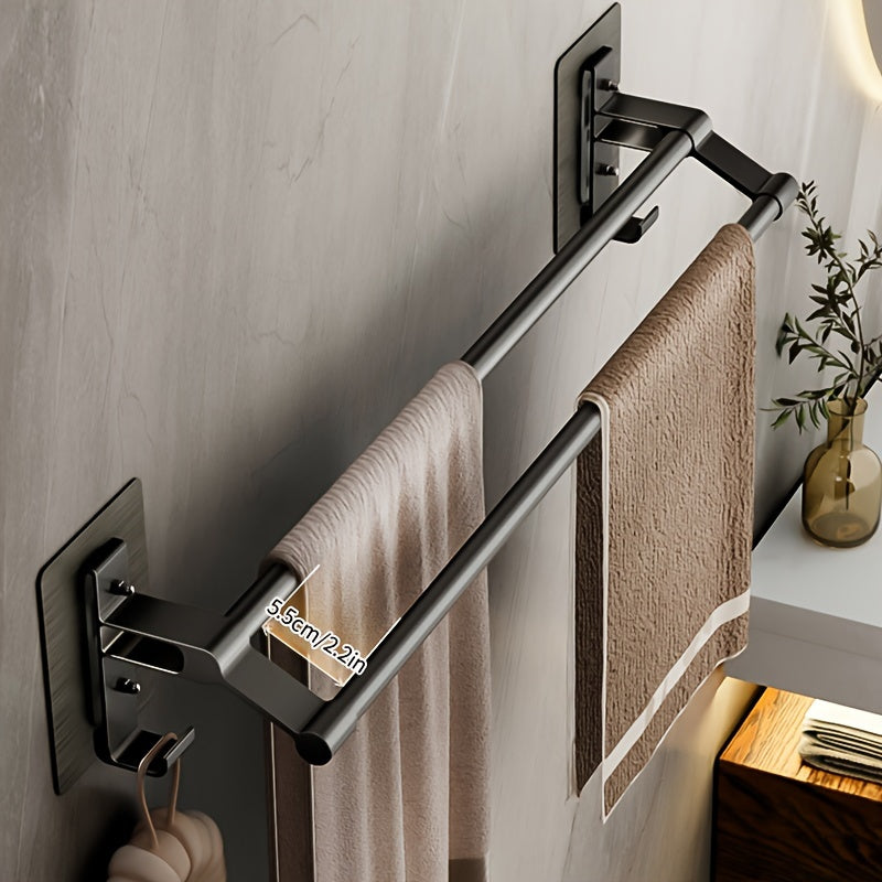 Håndklædehouder – Aluminium, Modern Design met Dubbele Stang voor Badkamer of Gæstetoilet