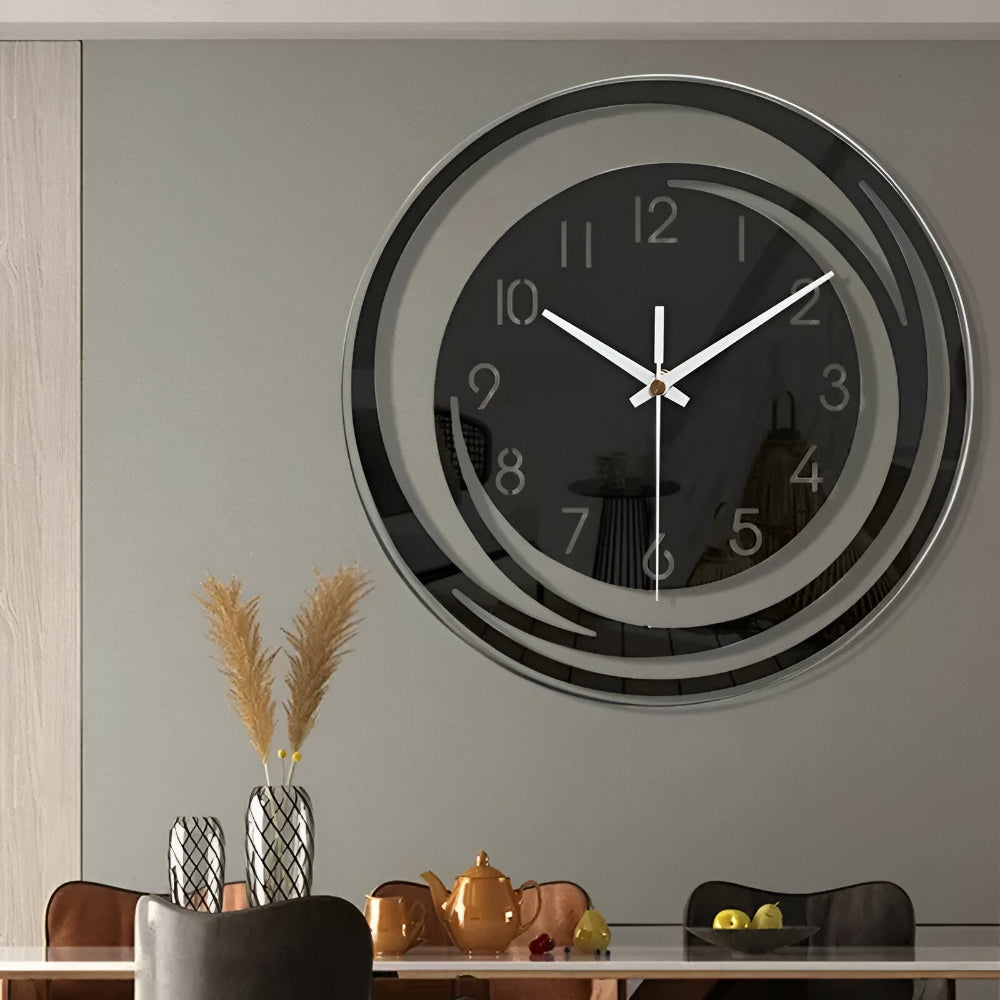 Moderne Vægur – Sort Akryl, Minimalistisk Design til Stue eller Soveværelse
