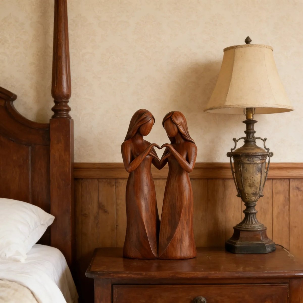 Hars-sculptuur – Natuurlijke houtstructuur, symbolisch ontwerp voor decoratie in de woonkamer of slaapkamer
