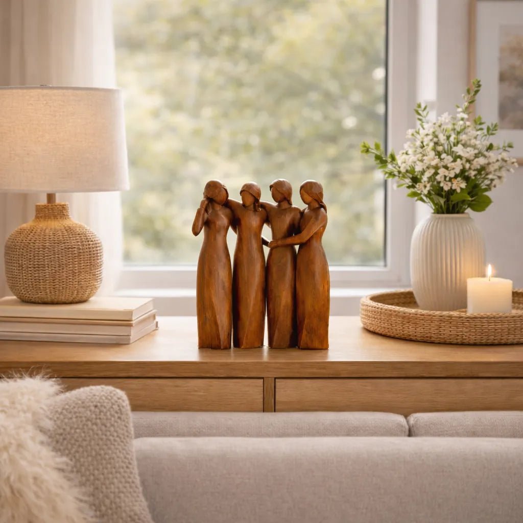 Hars-sculptuur – Natuurlijke houtstructuur, symbolisch ontwerp voor decoratie in de woonkamer of slaapkamer