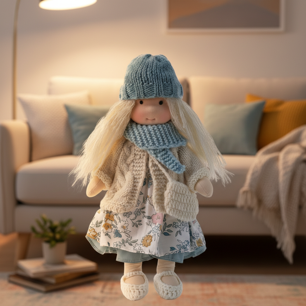 Waldorf Doll – Handmade from Cotton and Plush for Creative Play in the Children's Room or Play Area